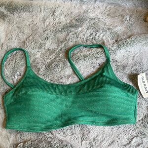 Green and Gold Adjustable Sparkle Bikini Top from Old Navy Size Medium NWT